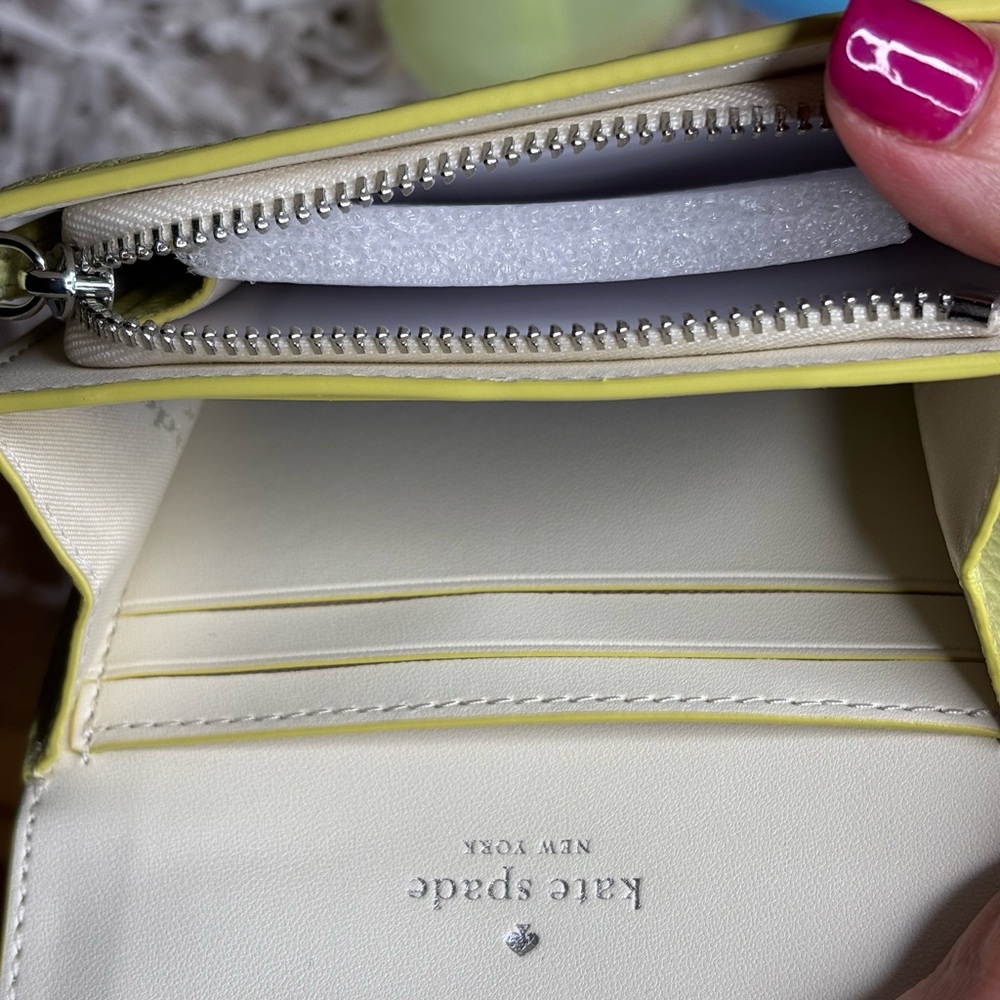 kate spade lemon yellow pebbled leather small wallet - Picture 4 of 6